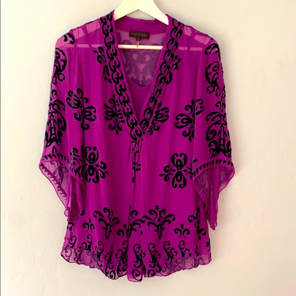 HALE BOB top w cami, LIKE NEW, sheer, size S